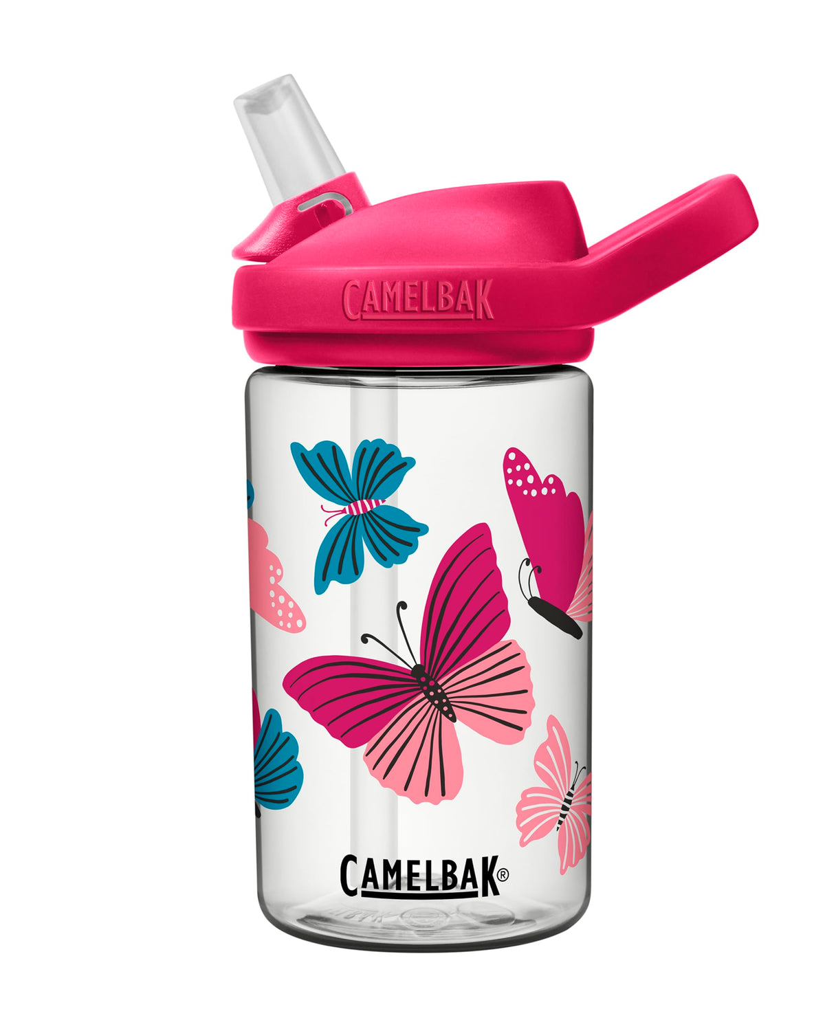 CamelBak eddy+ 14oz Kids Water Bottle with Tritan Renew – Straw Top, Leak-Proof When Closed, Colorblock Butterflies