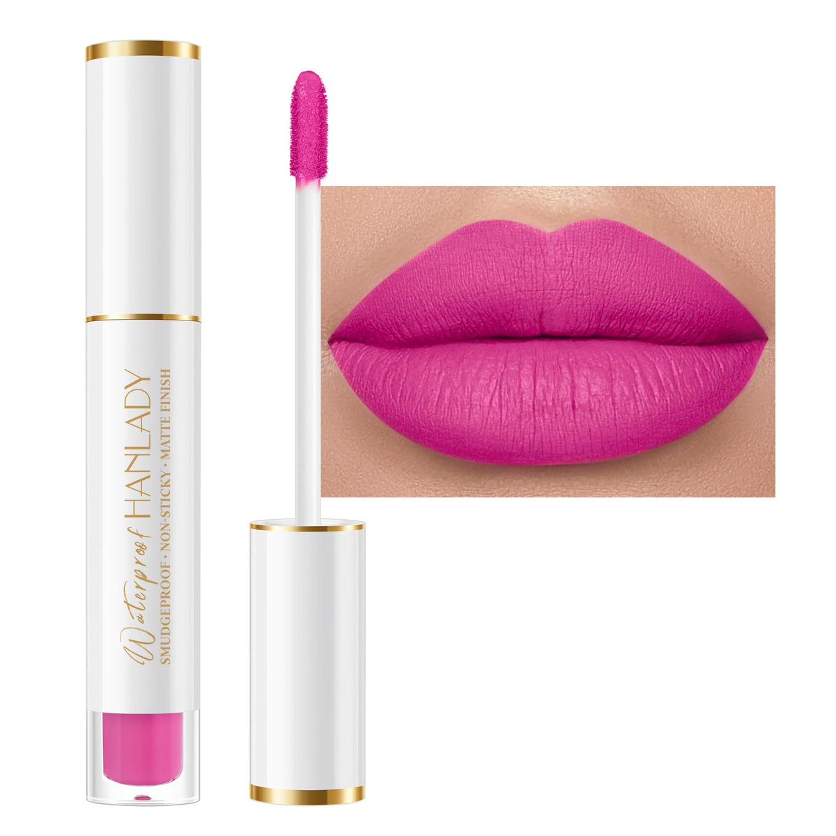 HANLADY Hot Pink Lipstick Long Lasting Lipsticks for Women Pigmented Smudgeproof Transferproof Vegan Cruelty Free Lip Makeup, A40 Miss You