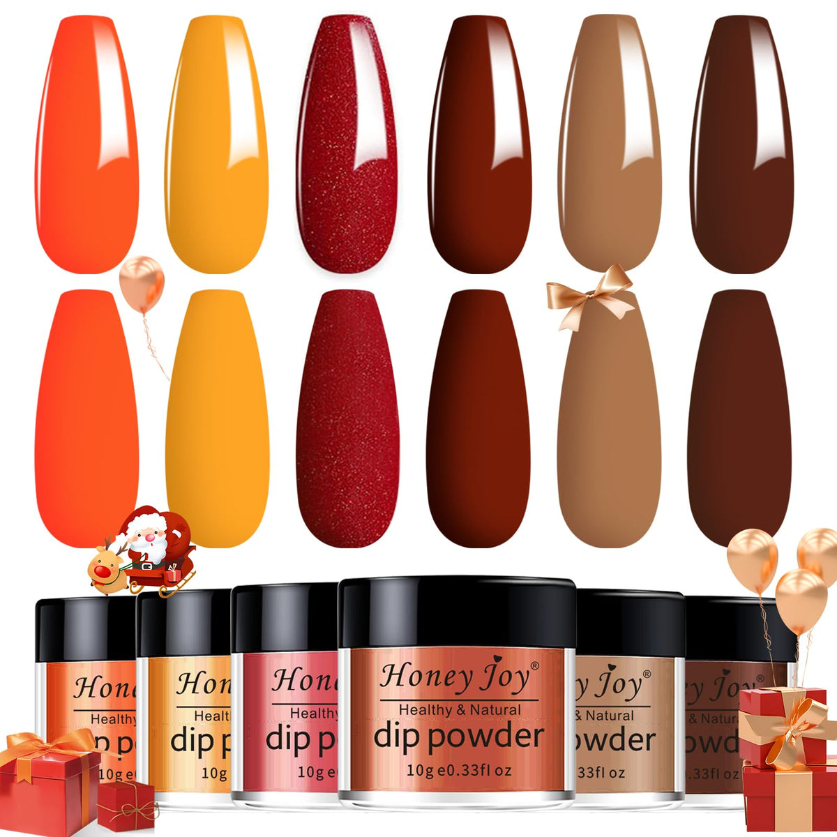 6 Box/Set Fine Dipping Powder Dark Brown Coffee Grey Colors No Need Lamp Cure Dip Powder Nails,Like Gel Polish Effect, Even & Smooth Finishing (6-140-90-143-144-145-10g/box)