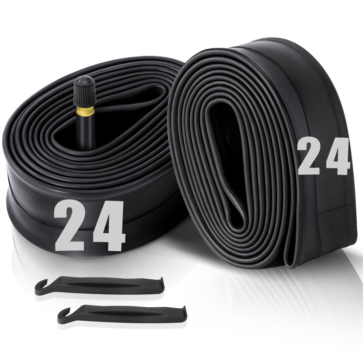 2-Pack Bike Inner Tube for 24 X 1.75/1.95/2.10/2.125", Premium 24x1.95 Bicycle Tube with 32 mm Schrader Valve 2PCS Levers, 24x2.125 Tube Compatible with Road/MTB/Kids Bike by Hydencamm (2 of One Size)