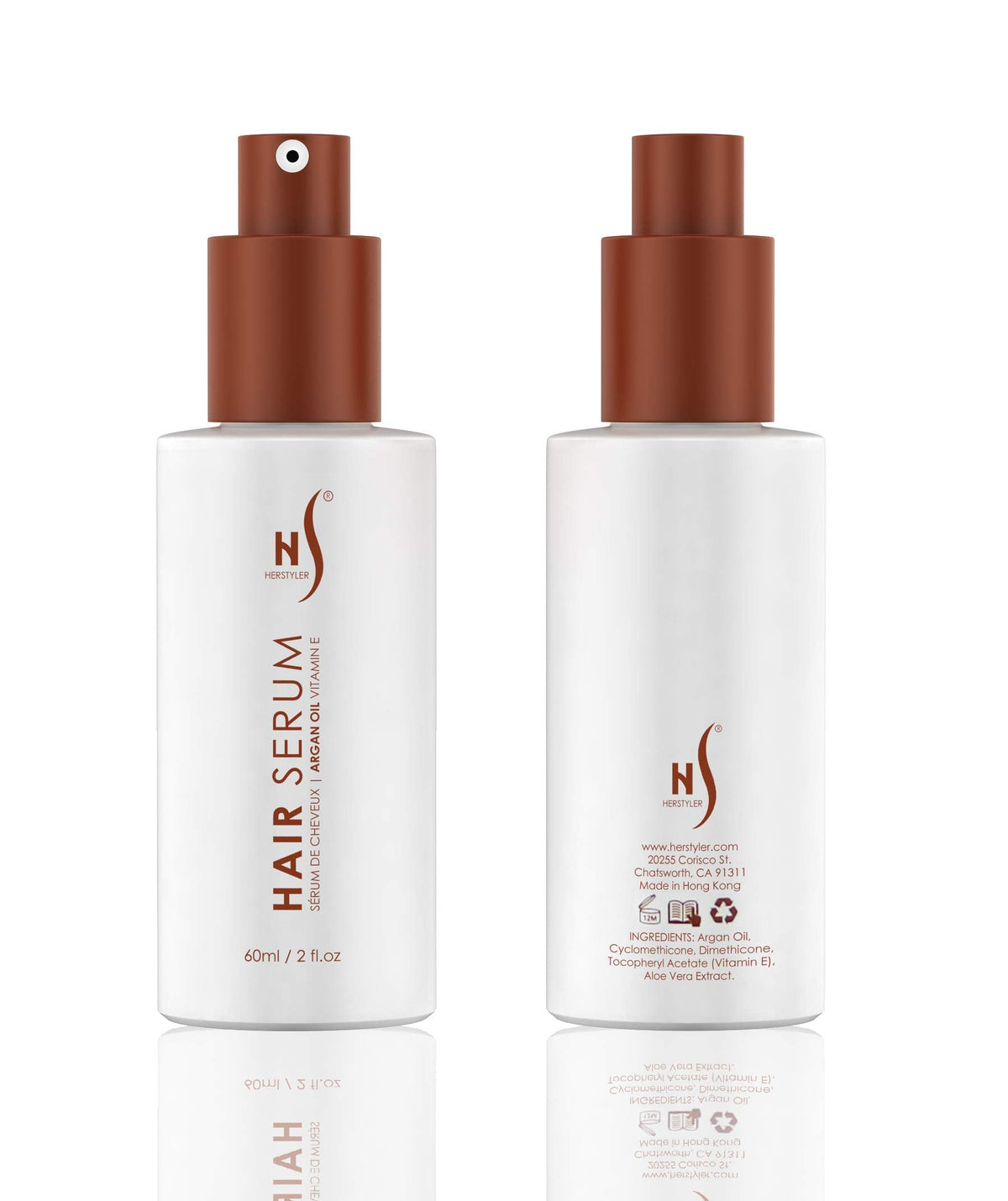 Herstyler Argan Oil Serum for Natural Shine - Anti-Frizz Straightening Serum for Damaged Tresses (Pack of 2)