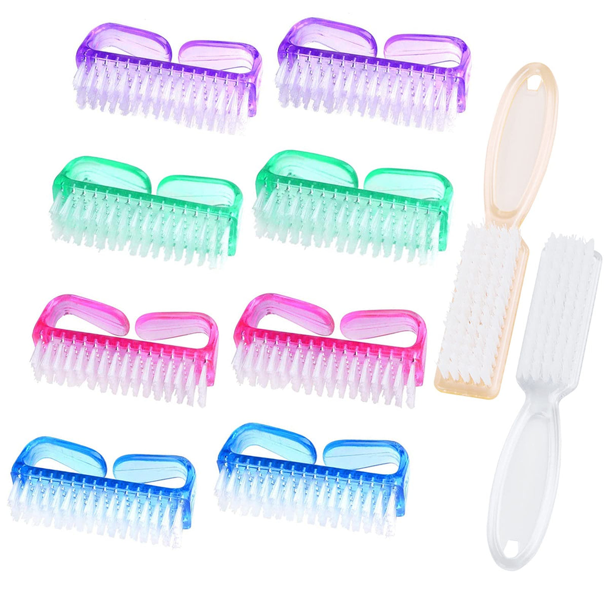 Handle Grip Nail Brush, Nail Cleaning Brushes Pedicure Scrubbing tool, Toes Fingernail Brush Scrub Cleaner kit for Men and Women 10 Pack (Multicolor)