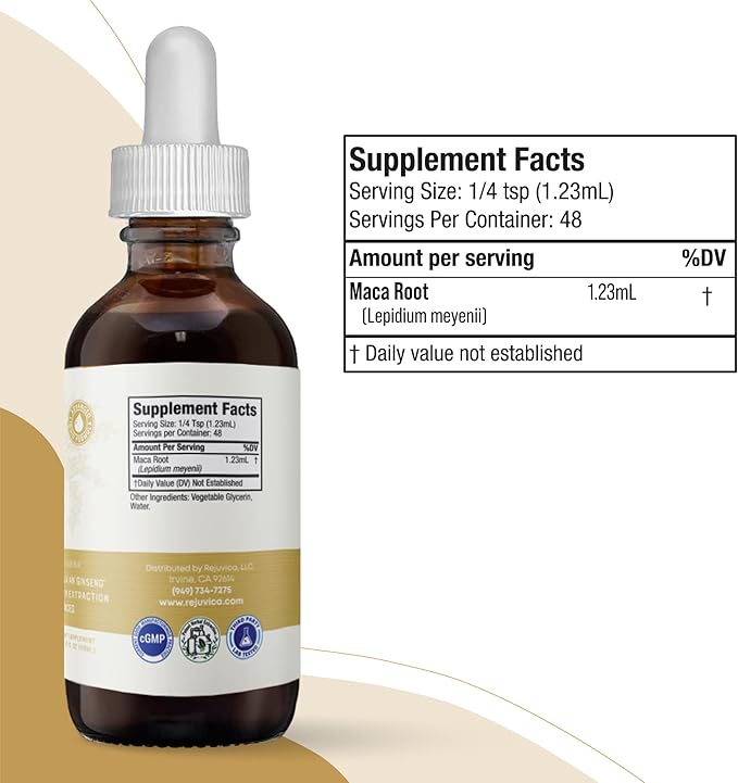 Rejuvica Health Active Maca - Advanced Maca Root Extract - Peruvian Ginseng - Liquid Delivery for Better Absorption - Supports Energy & Vitality