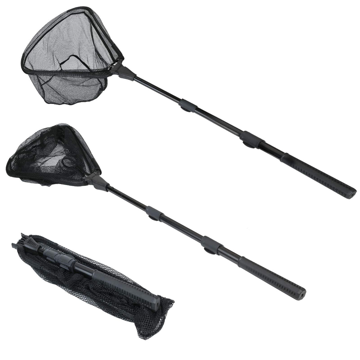 Fishing Landing Net with Telescoping Pole Handle Extends to 63 inches, Carbon Fiber Handle Extended from 23.6 inches to 47 inches