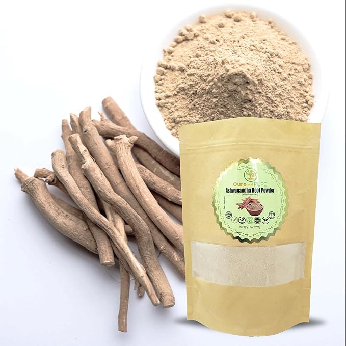 Cure wid Pure Certified Organic Ashwagandha Root Powder – 8oz/ 0.5Lb Non-GMO,Raw & Additives-Free Lab Tested Ashwagandha Powder Organic – Ayurvedic Adaptogenic Herbal Supplement in Eco-Friendly Bag