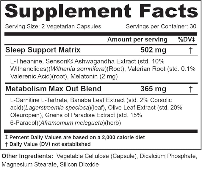 Vitauthority MELT PM Nighttime & Weight Loss Pills: Naturally Support More Restful Sleep, with Ashwagandha & L-Theanine - 30 Servings