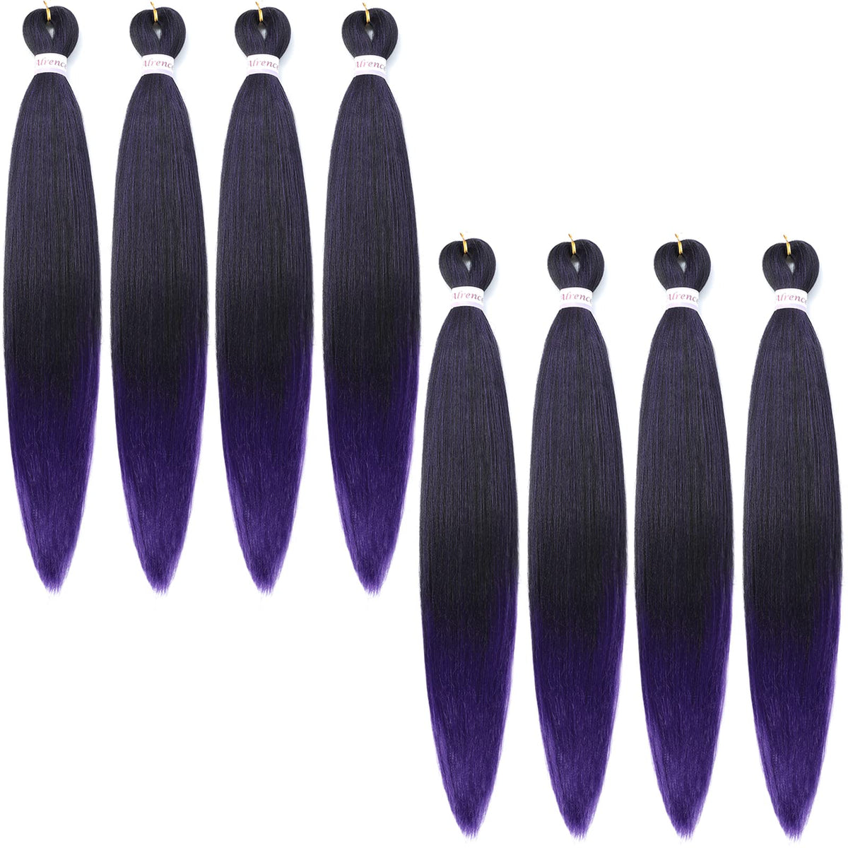 Alrence Pre Stretched Braiding Hair Long Braid 30 Inch 8 Packs Professional Braiding Hair Extensions Synthetic Crochet Twist Braids (30 Inch, 1B/Purple)