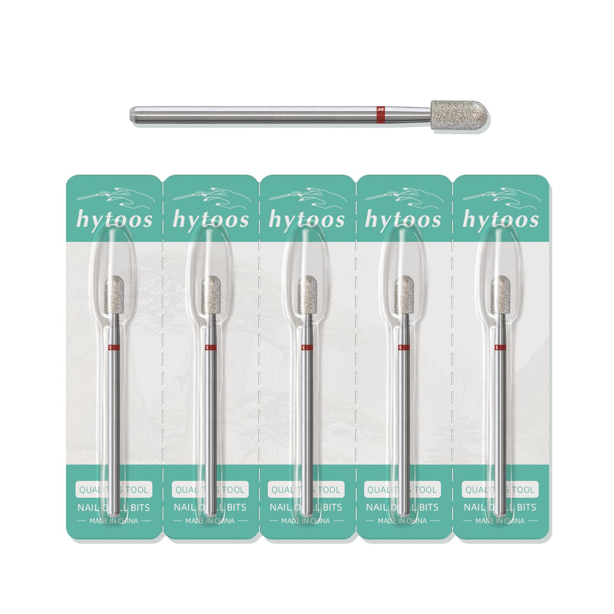 HYTOOS 4mm Smooth Barrel Cuticle Clean Nail Drill Bits, 5Pcs/Set Russian Diamond Nail Bit Professional Safety Under Nail Cleaner Burr for Cuticle Dead Skin, Electric Nails Drill Accessories, Fine