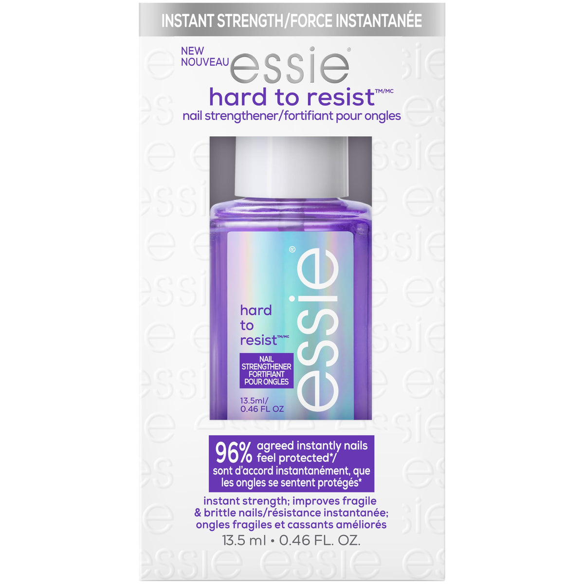 essie Nail Care, 8-Free Vegan, Hard To Resist Nail Strengthener, Neutralize & Brighten, violet, 0.46 fl oz