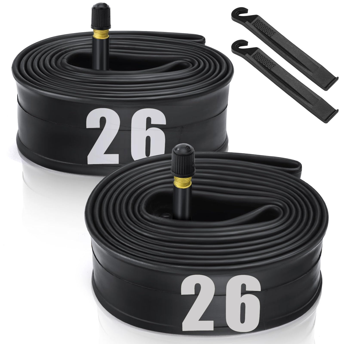 2-Pack Bike Tubes 26" x 1.75/2.125 AV Valve, 26x2.125 Bicycle Tube Compatible with 26x1.75 26 x 1.95 26 x 2.10 26 x 2.125, 26" Bike Rubber Tubes for Road/MTB/City Bikes by Hydencamm (2 of One Size)