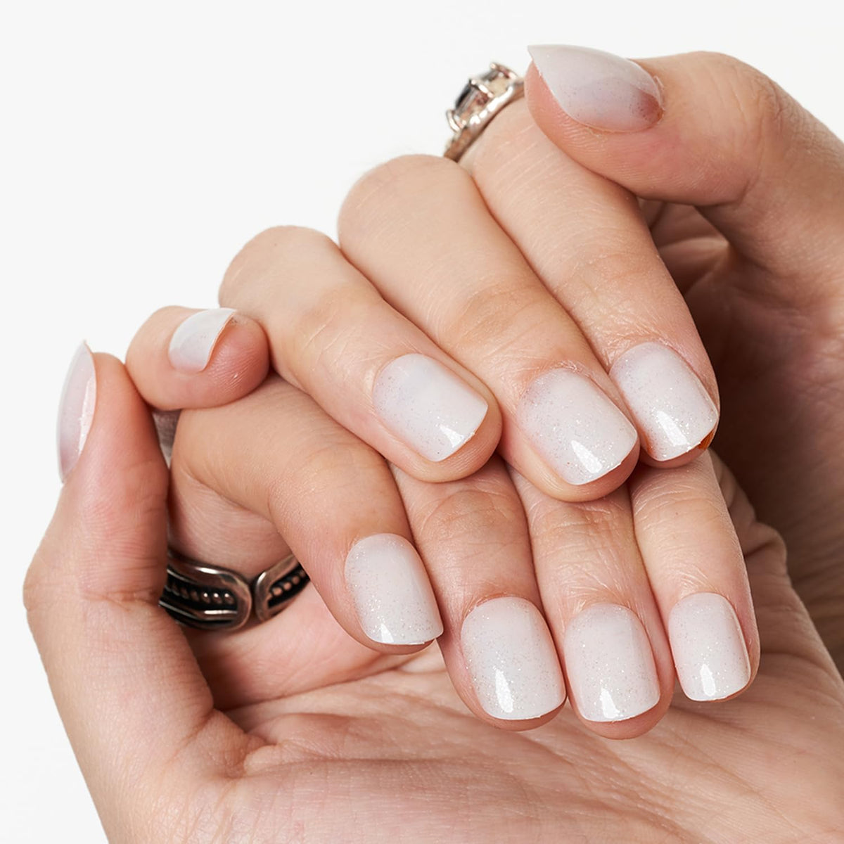 GLAMERMAID Extra Short Press on Nails, Pure White Fake Nails Short Squoval, Natural Round Square Glue on Nails Glossy Gel, Acrylic Glitter False Nail Kits for Women, Reusable Stick on Full Cover Nails