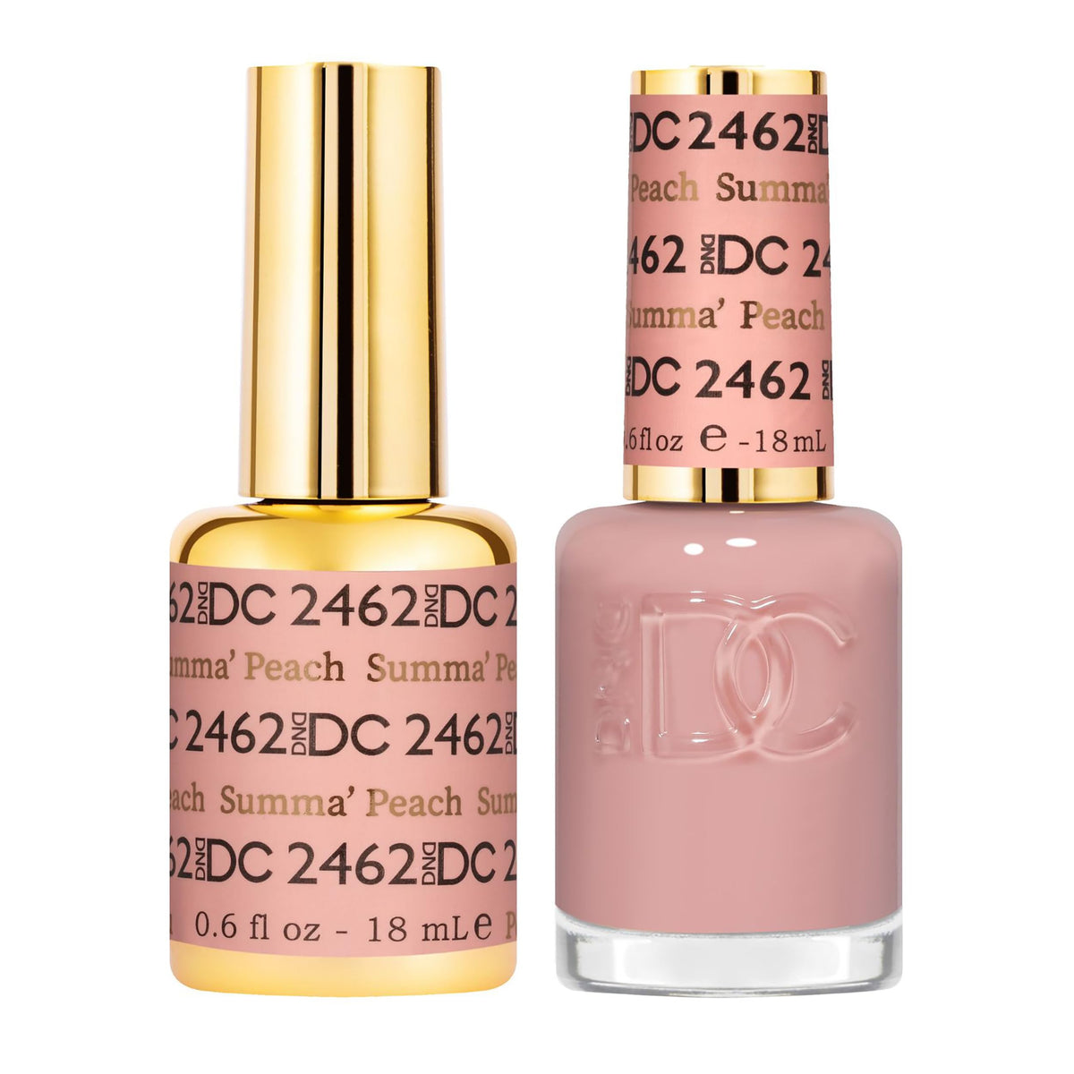 DND DC Gel Polish Set, Sheer Collection, UV/LED Gel Polish and Air Dry Nail Lacquer, Matching Chip-Free Polish Duo, 2462 Summa Peach, 0.5 Fl Oz