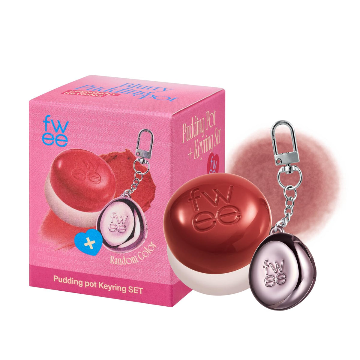 fwee Blurry Pudding Pot + Keychain SET | Airbrushed Blush & Lip, Buildable Pigment, Long-lasting, Lightweight, Easy to Blend, Natural Soft Matte Finish Makeup – Faded (Dusty Rose) | 0.17 oz