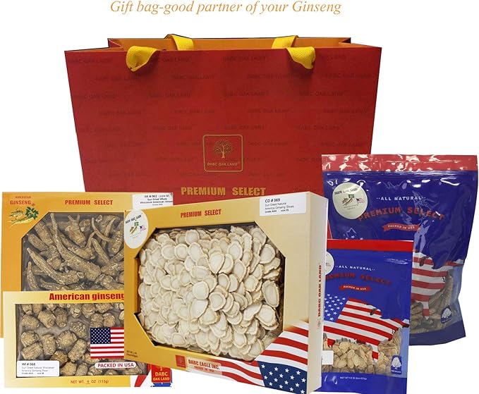 DOL Hand-Selected American Wisconsin Farmed Ginseng Root 美国威斯康辛州 长枝西洋参 花旗参 | Cultivated Wisconsin American Ginseng (Medium 4oz/Box)