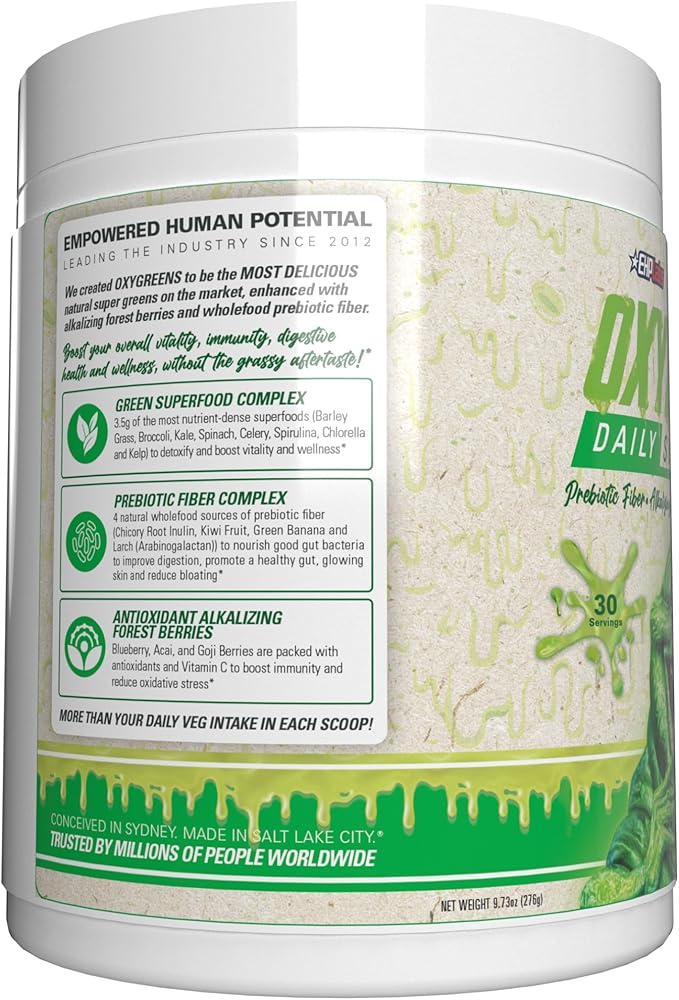 EHP Labs x Ghostbusters OxyGreens Super Greens Powder - Spirulina & Chlorella Superfood, Green Juice Powder with Prebiotic Fibre, Antioxidants & Immunity Support, 30 Serves (Slimer Lime)