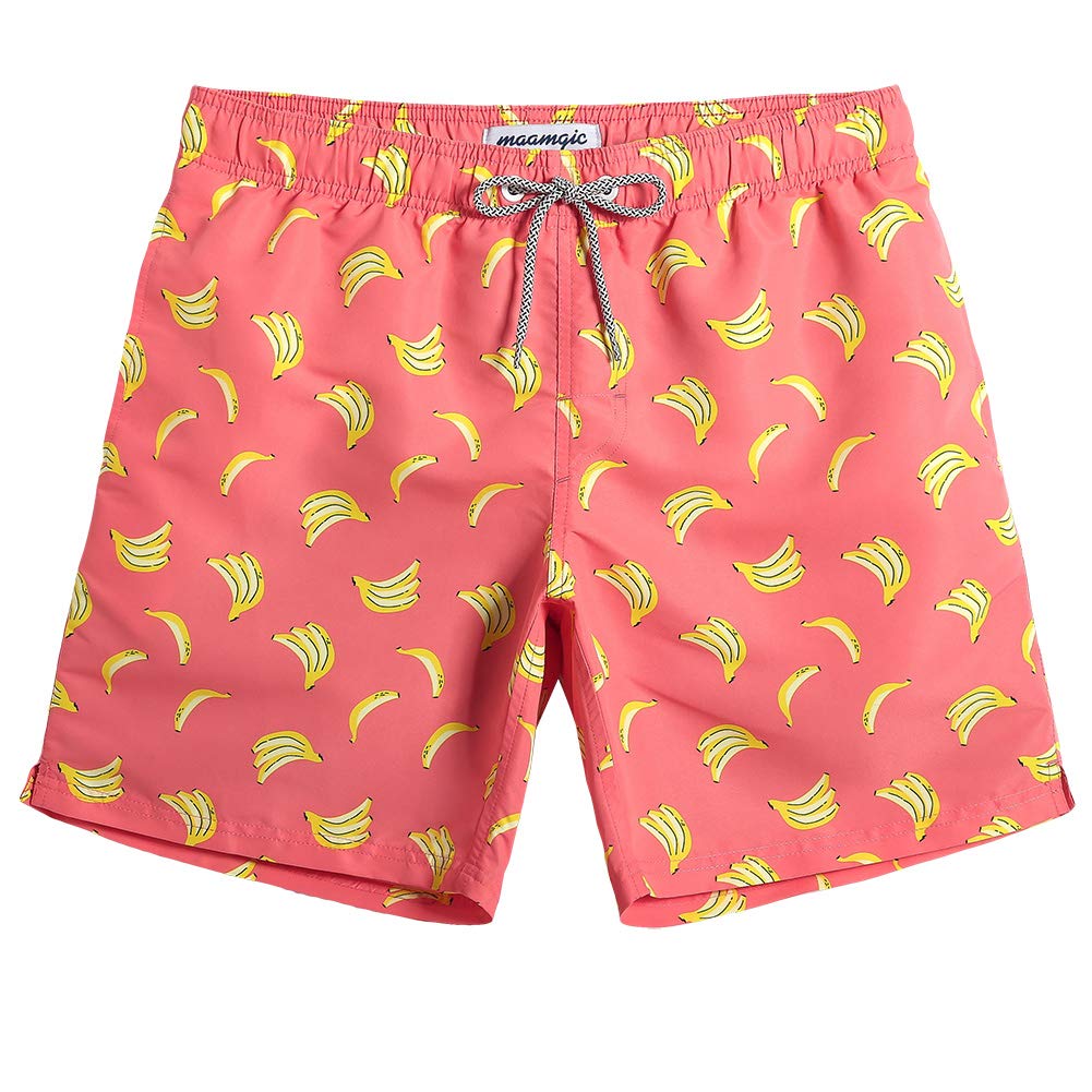 maamgic Mens Swim Trunks Quick Dry Swim Shorts with Mesh Lining Funny Swimwear Bathing Suits Banana X-Small