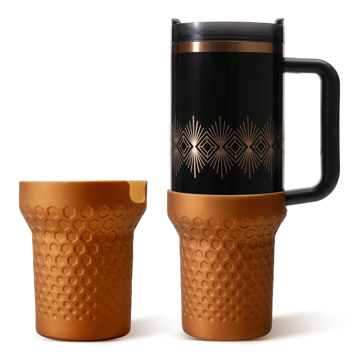 Thxbag Silicone Boot Compatible with Stanley Cup 40oz, Metallic Glitter Boot Sleeve Cover Adapt for Stanley H2.0 and Quencher Adventure Tumbler Accessories (Gold, 40oz)