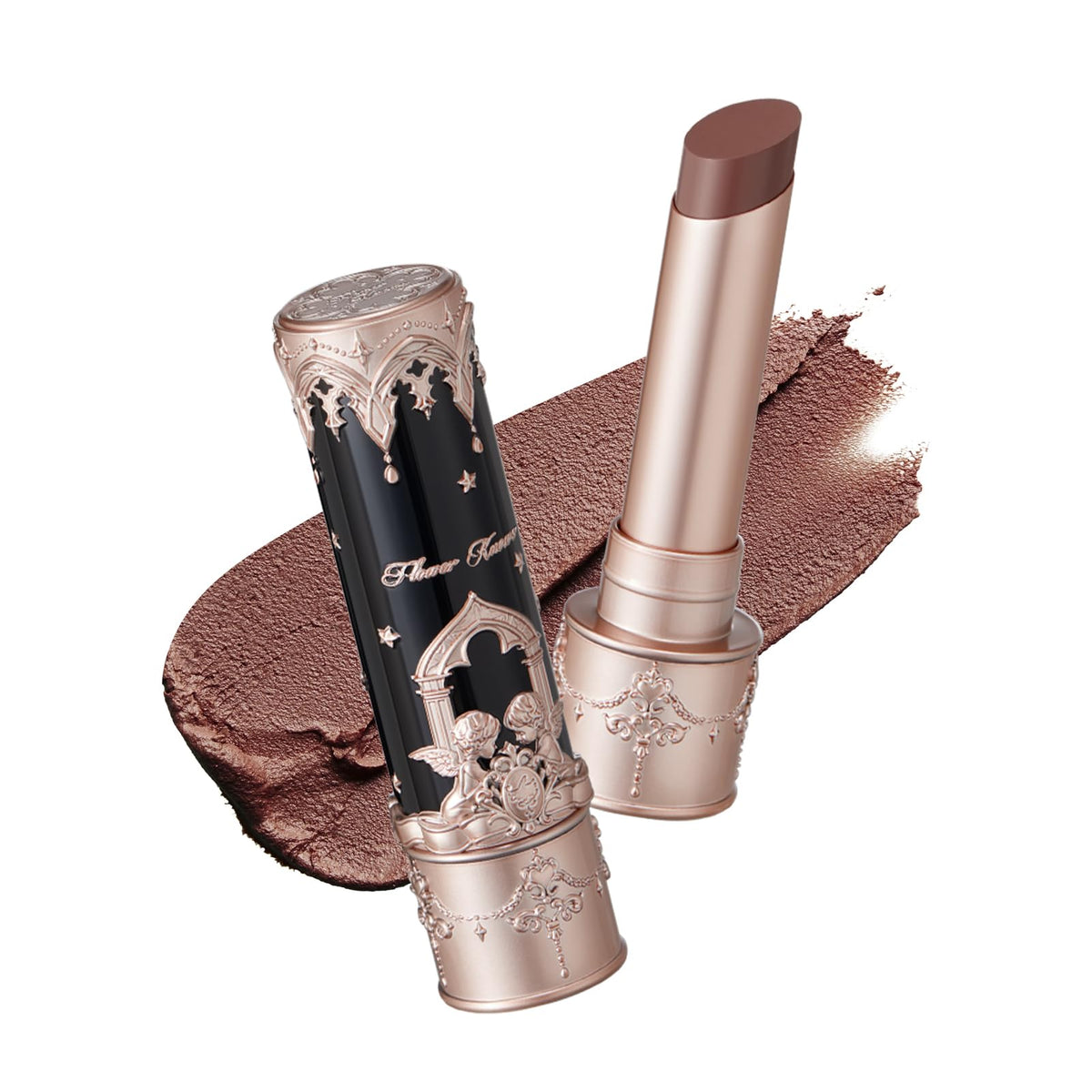 Flower Knows Little Angel Matte Lipstick,Super Soft & Ultra Silky Lip Stick,Long Lasting & Moisturizing Vegan Lip Mud for Girls&Women,Velvety Finish,3.5g,1Count(C09 Dark Angel)
