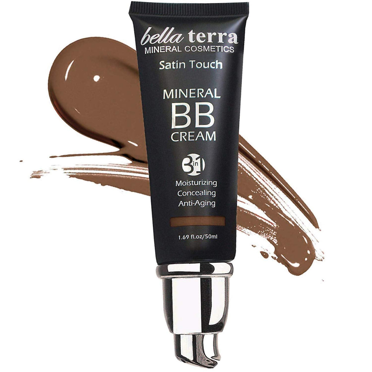 Bellaterra Cosmetics BB Cream - Tinted Moisturizer & Mineral Foundation, Hypoallergenic, Buildable Coverage, Oil-Free, Non-Comedogenic, Vegan, 1.69oz, Dark 108