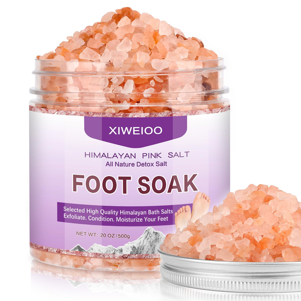 XIWEIOO Himalayan Pink Foot Soak Salt Tea Tree Oil Foot Soak Kit, Lavender For Toenail Repair, Athletes Foot, Softens Calluses, Soothes Sore & Tired Fee