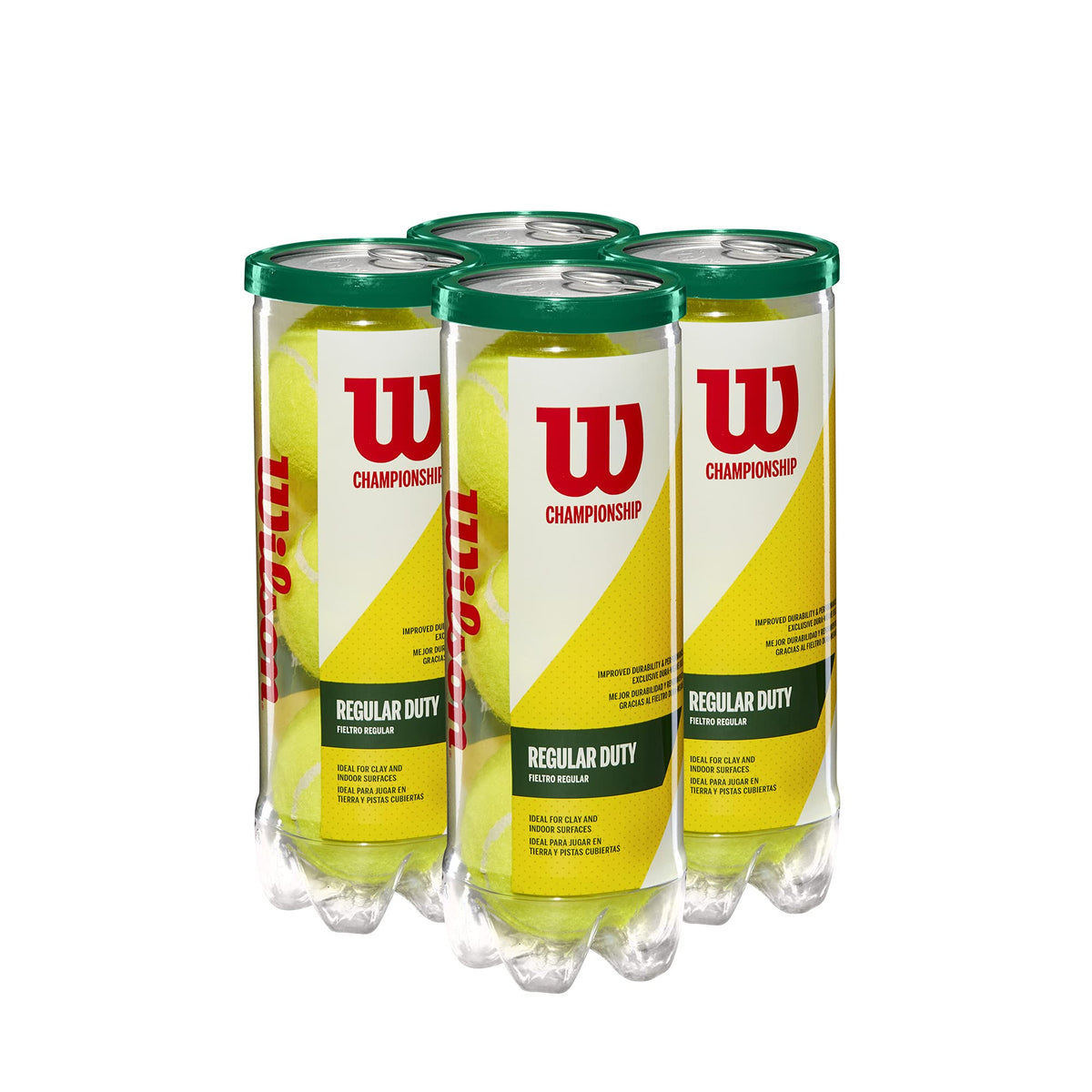 WILSON Sporting Goods Champ RD Tennis Ball - 4 Can Pack,Yellow,4 Can Pack (12 Balls),WRT100304