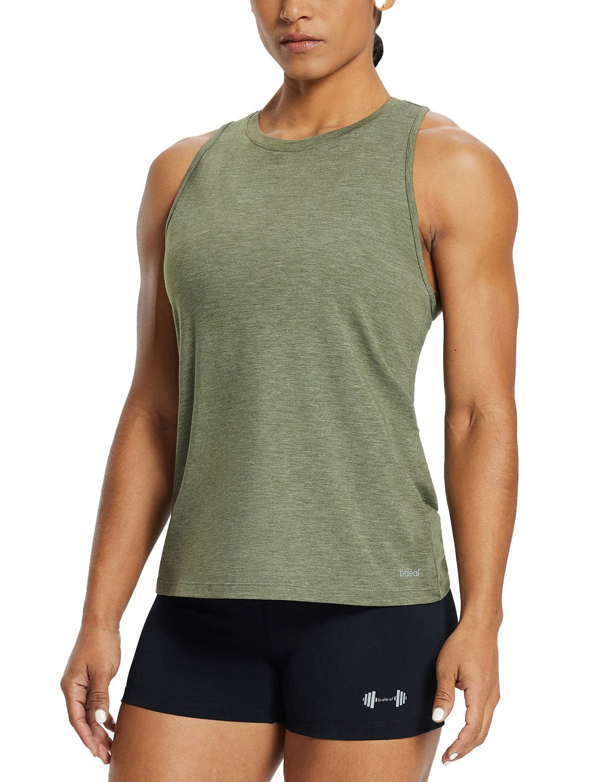 BALEAF Women's Workout Tank Tops Racerback Athletic Running Muscle Tank Gym Tennis Shirts Exercise Fitness Heather Green XS