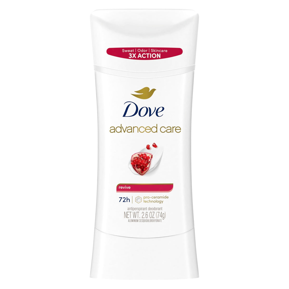 Dove Advanced Care Antiperspirant Deodorant Stick Revive to help skin barrier repair after shaving by boosting skin's ceramide levels 72 hour odor control and all-day sweat protection 2.6 oz