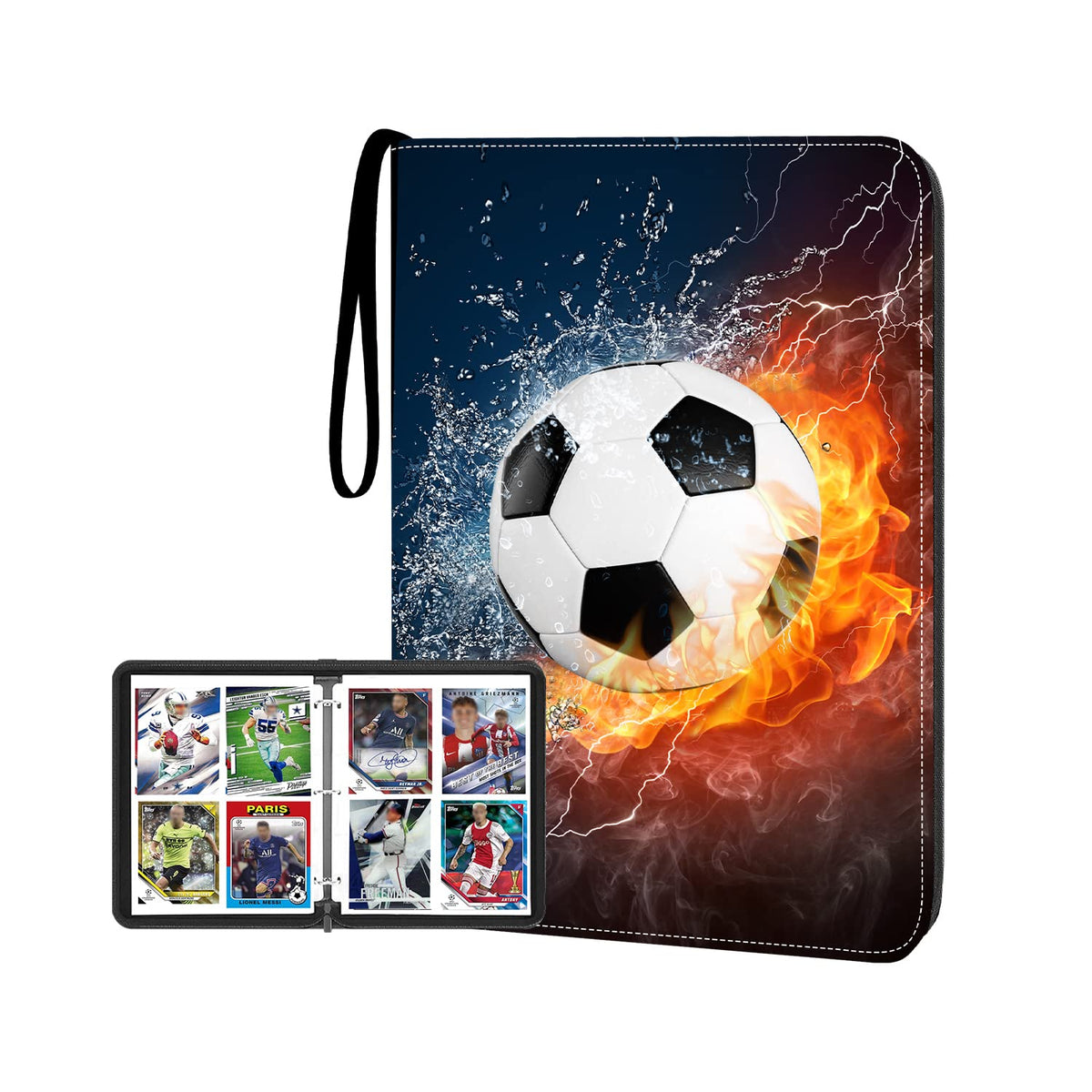 HESPLUS Trading Card Binder with Sleeve, 400 Pockets Soccer Card Binder Sports Cards Storage Organizer for Football Baseball or Game Trading Cards with 50 Removable Sleeves Cards Collector Album