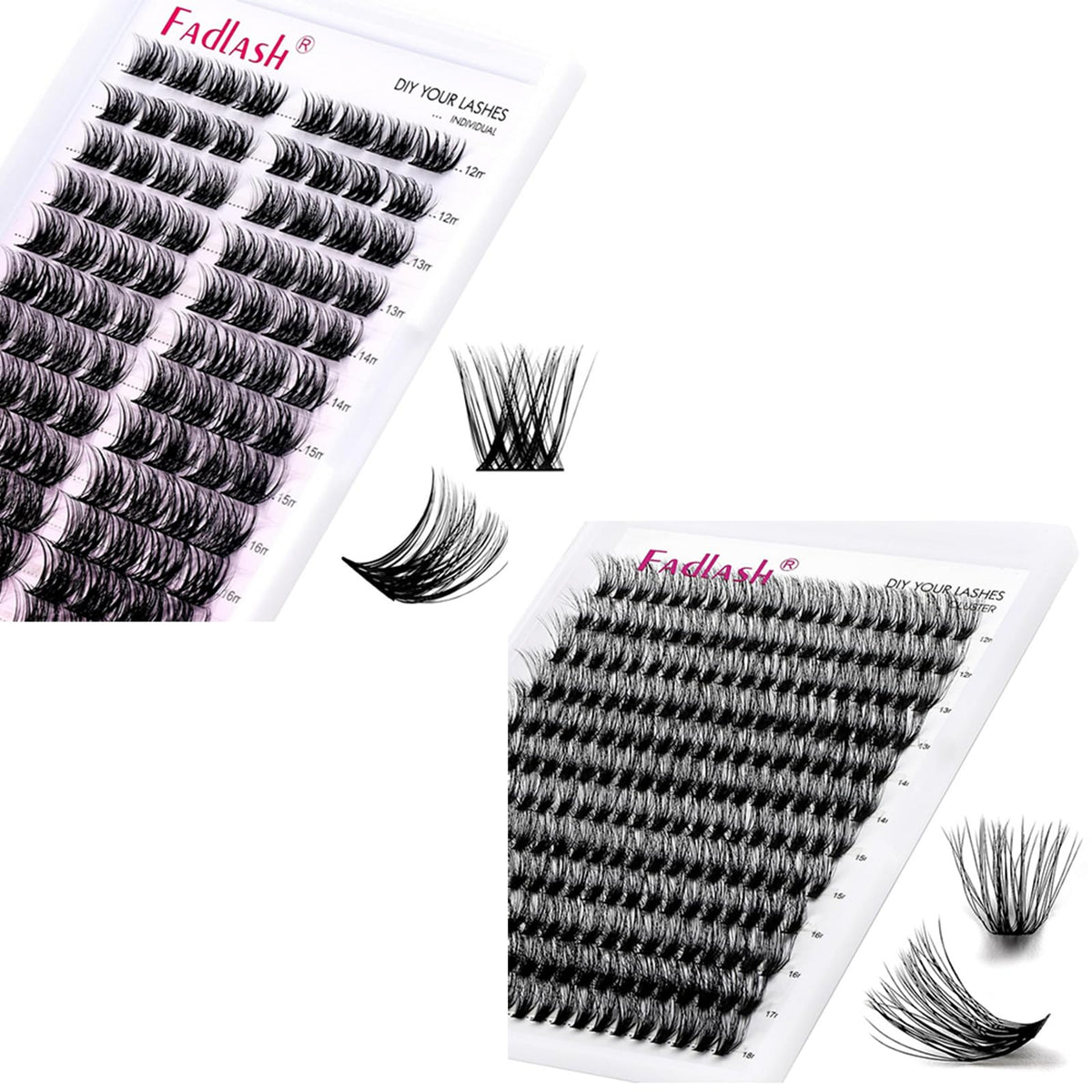 Lash Clusters 96pcs 12-18mm Individual Lashes D Curl & Cluster Lashes 240pcs 40D 3D Effect 12-18mm
