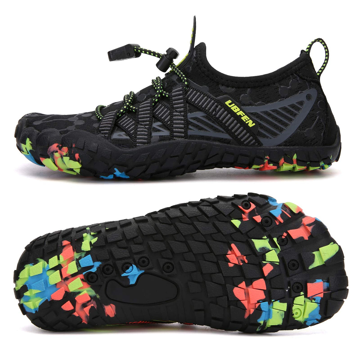 UBFEN Water Shoes for Kids Boys Girls Aqua Socks Barefoot Beach Sports Swim Pool Quick Dry Lightweight Toddler Little Big Kid C Dark Grey 8 Toddler