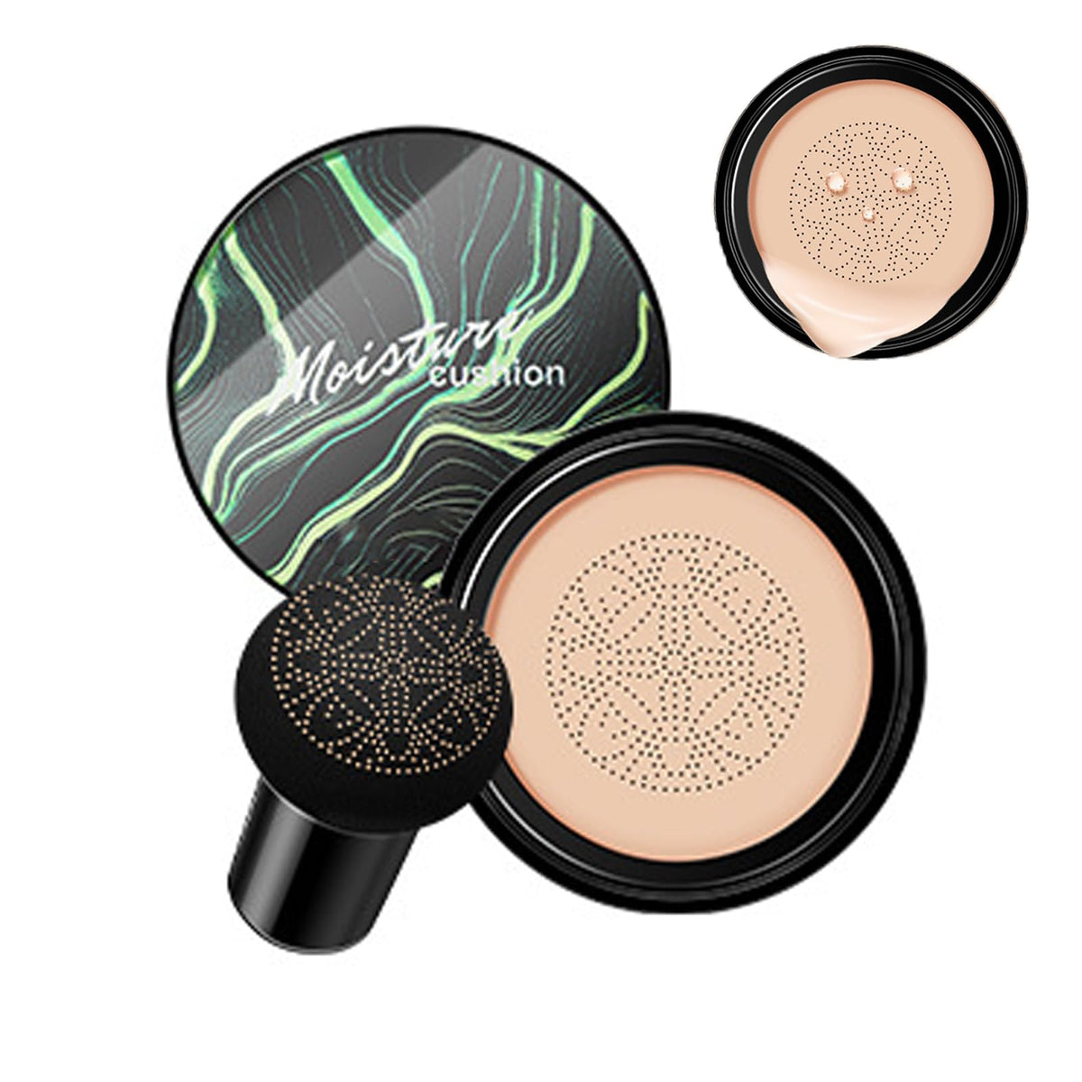 Jack and Jill Air Cushion CC Cream Photo-Ready Foundation Look In Seconds, Air Cushion CC Cream Mushroom Head, Natural Moisturizing CC Cream Makeup Long Lasting Concealer (Ivory, 3.52 oz)
