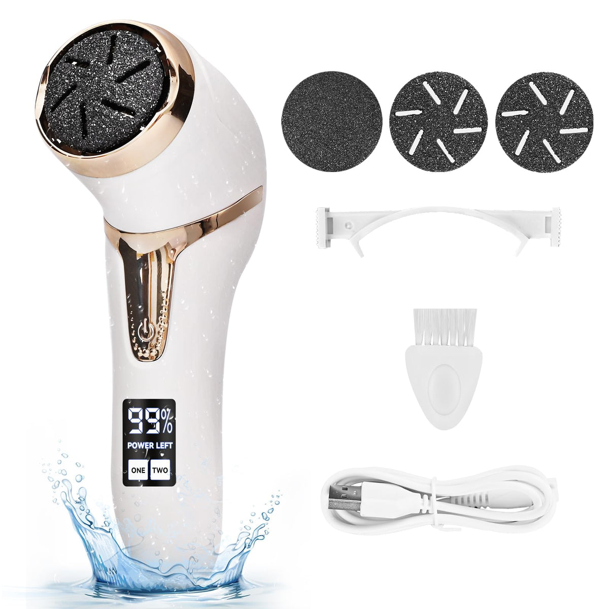 Nicebirdie Electric Callus Remover for Feet with Vacuum, Premium Portable Pedicure Tools Rechargeable Waterproof 2 Speed Foot File Scrubber Callus Remover Tool Foot Care kit (White)