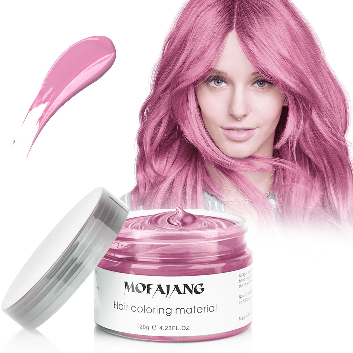 Temporary Hair Color Wax Kit - Hair Paint Wax with Hair Brush and Claw Clips, Light Pink, 4.23 Oz for Halloween, Cosplay Party, Christmas for Women, Men and Kids
