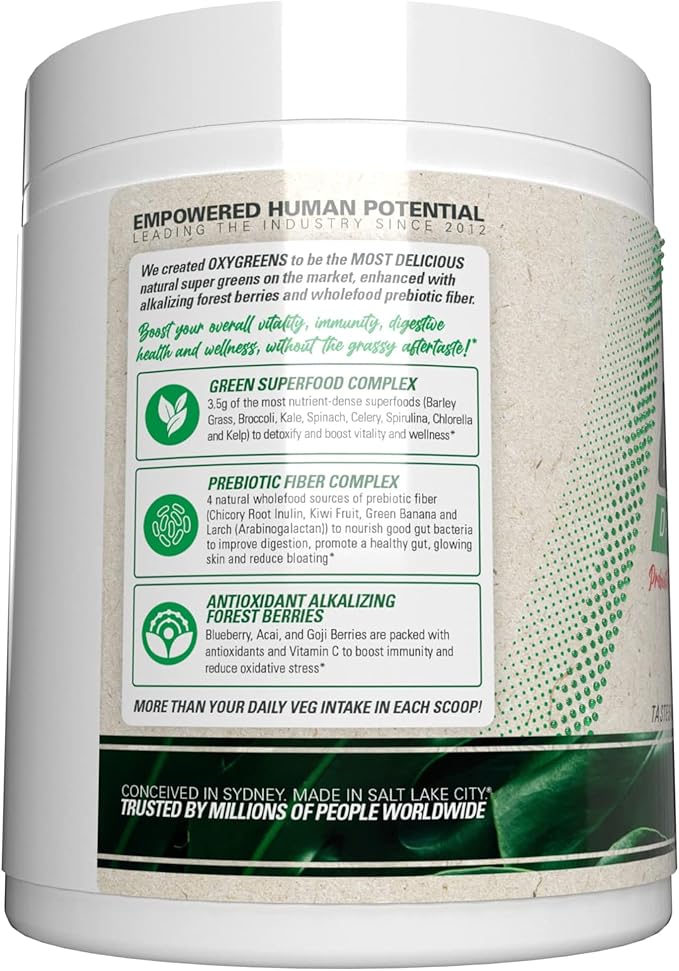 EHP Labs OxyGreens Super Greens Powder - Spirulina & Chlorella Superfood, Green Juice Powder & Greens Supplements with Prebiotic Fibre, Antioxidants & Immunity Support, 30 Serves (Strawb. Margarita)