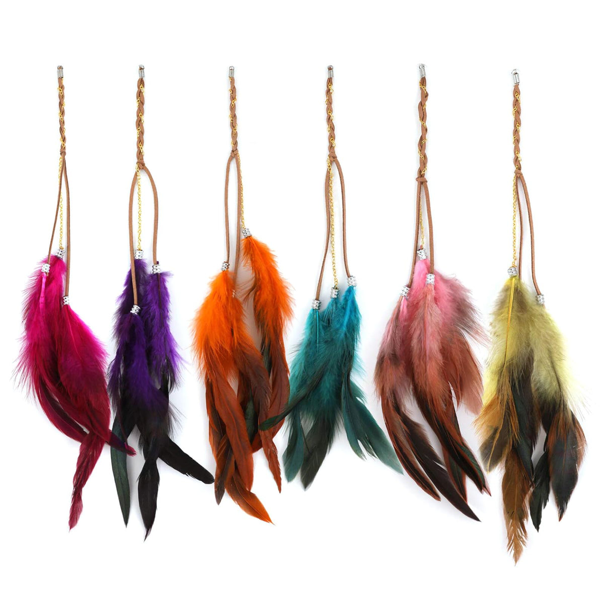 Feather Hair Extensions Clip,Zcargel 6PCS Feather Tassel Hair Decorations Mixed Colour Feather Hair Extensions Hair Accessories for Women and Girls