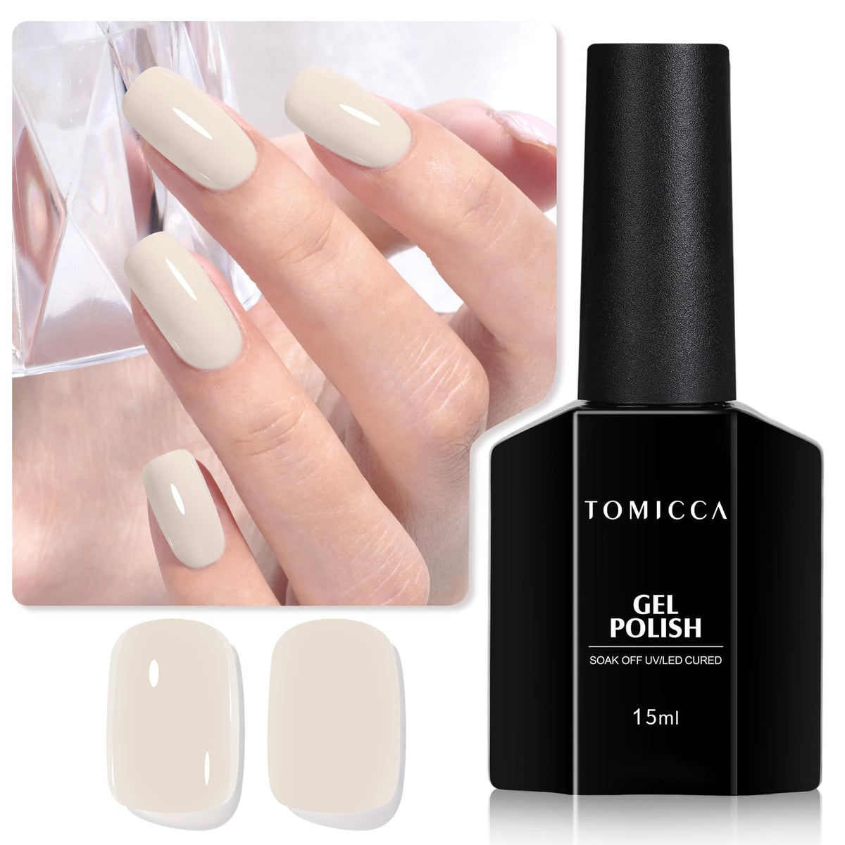 TOMICCA Milky White Gel Polish, Light Pink Gel Polish, Nude Nail Polish Gel, Bubble Bath Gel Nail Art Manicure Salon DIY