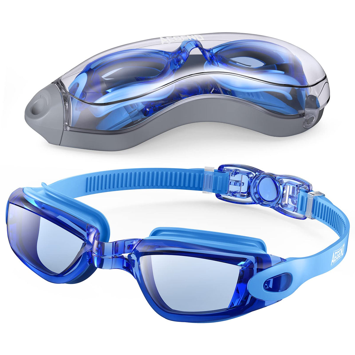 Aegend Swim Goggles, Swimming Goggles No Leaking Anti Fog UV Protection Triathlon Swim Goggles with Free Protection Case for Adult Men Women Youth Kids Child, Multiple Choice