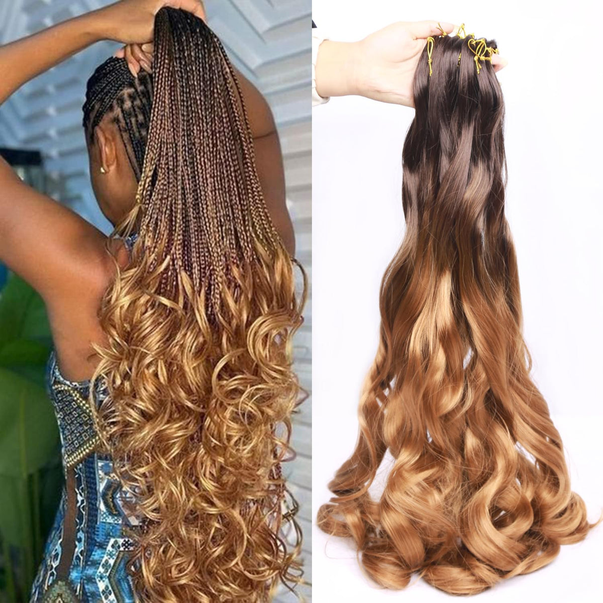Amir Hair 8 packs French Curly Braiding Hair 20 Inch Loose Wave Braiding Hair Pre Stretched Synthetic Hair Extensions (T4/30)