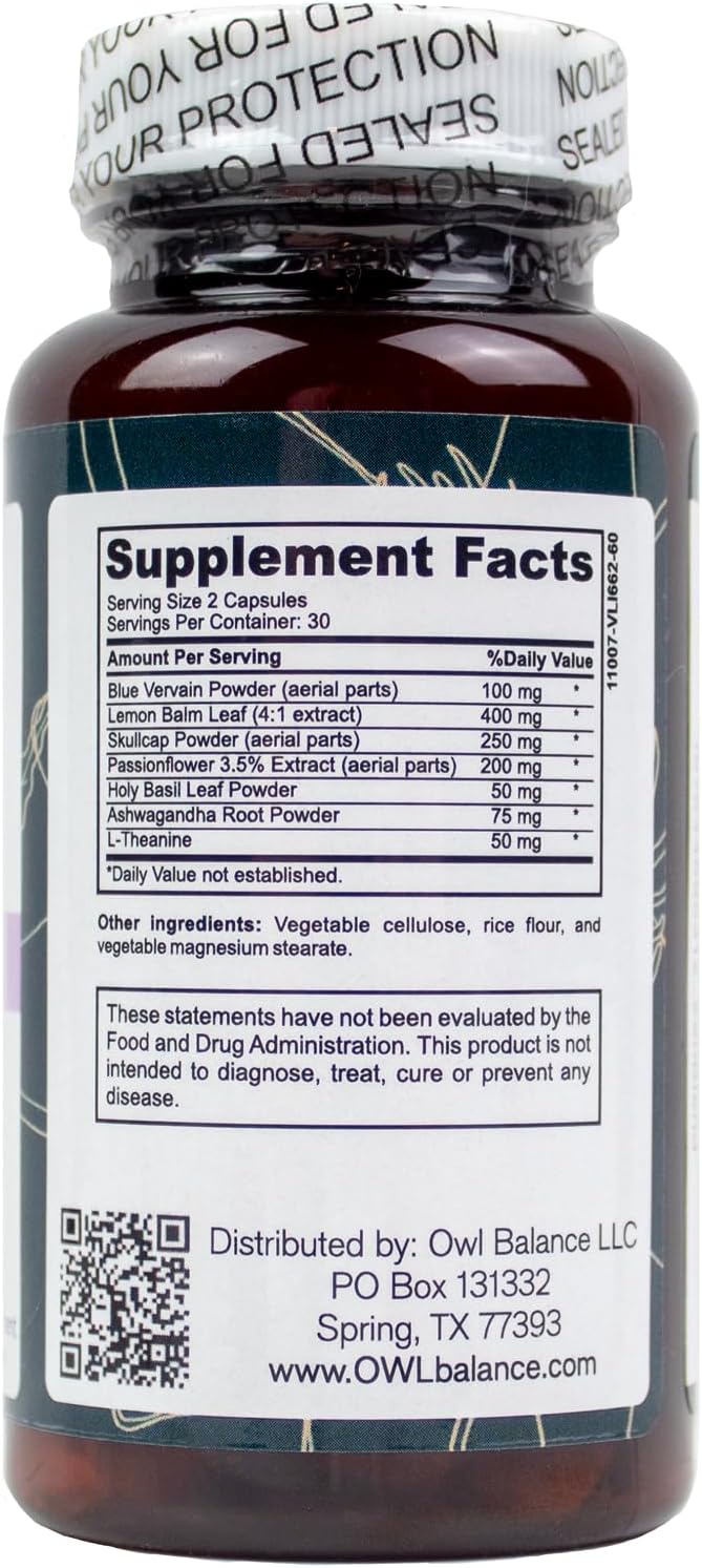 Zen Blend - Stress and Anxiety Supplement with Ashwagandha, L-Theanine, Holy Basil, Skullcap, Passionflower & Lemon Balm | Supports Mood, Focus & Stress Relief | Vegan & Non-GMO | 60 Capsules