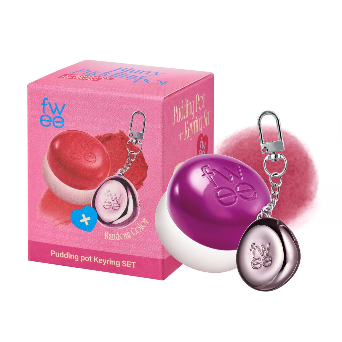 fwee Blurry Pudding Pot + Keychain SET | Airbrushed Blush & Lip, Buildable Pigment, Long-lasting, Lightweight, Easy to Blend, Natural Soft Matte Finish Makeup – Baddie (Mauve Berry) | 0.17 oz
