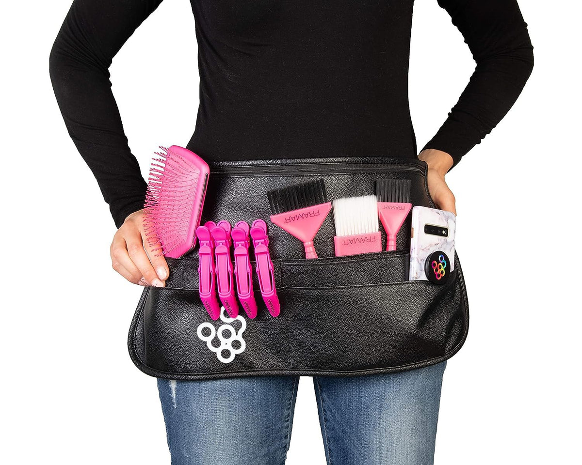 FRAMAR Hipster Salon Belt – Hairstylist Waist Belt with Shears Pouch, Professional Hair Stylist & Makeup Brush Belt