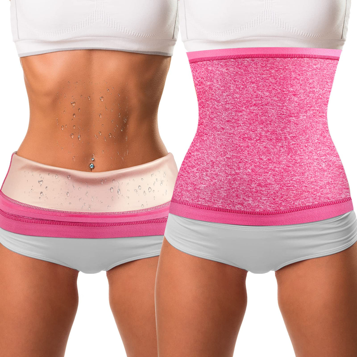 Geyoga Waist Trimmer Sweat Waist Trainer Wrap Stomach Wraps for Women Bodybuilding (Flesh Pink Inner