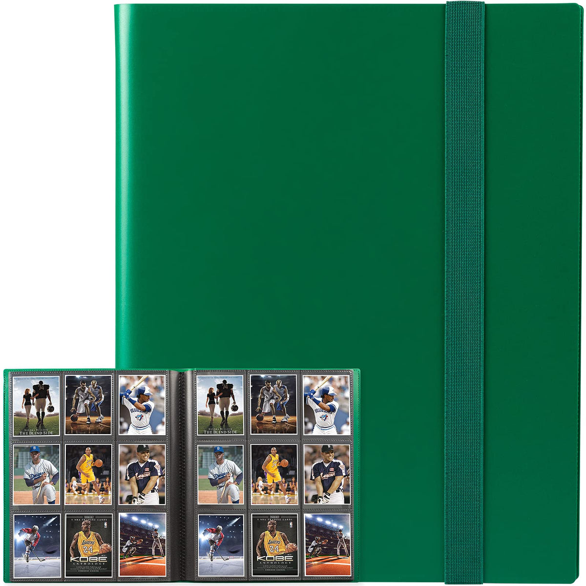 GEAoffice Card Binder, 9 Pockets Trading Card Album Folder, 360 Side Loading Pocket Binder for Yugioh, MTG and Other TCG, Green