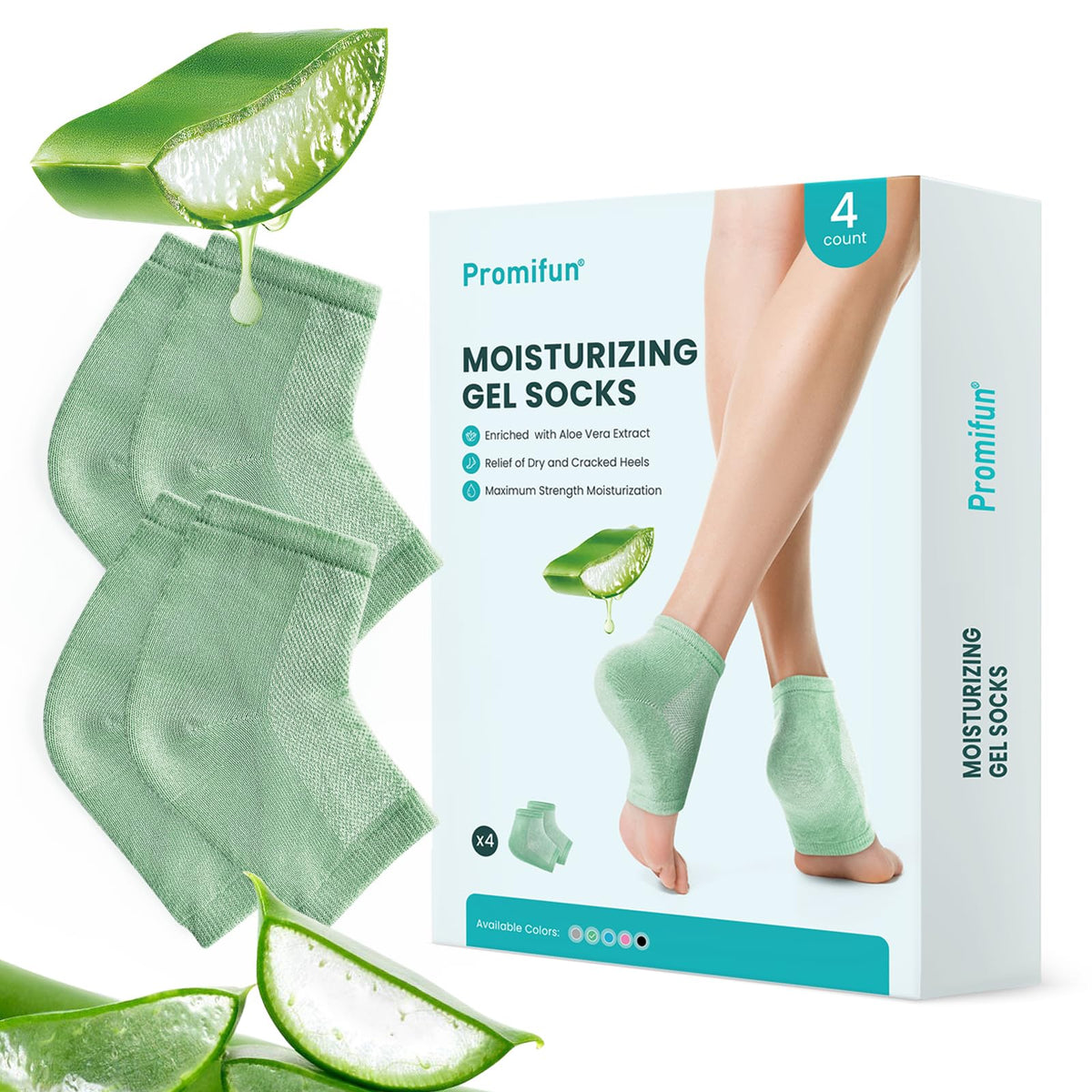 Moisturizing Heel Socks for Cracked Heel Treatment - Promifun 2 Pairs Moisturizer Socks - Heel Socks for Dry Cracked Feet - Cracked Heel Repair - Heel Socks for Women & Men (Green)