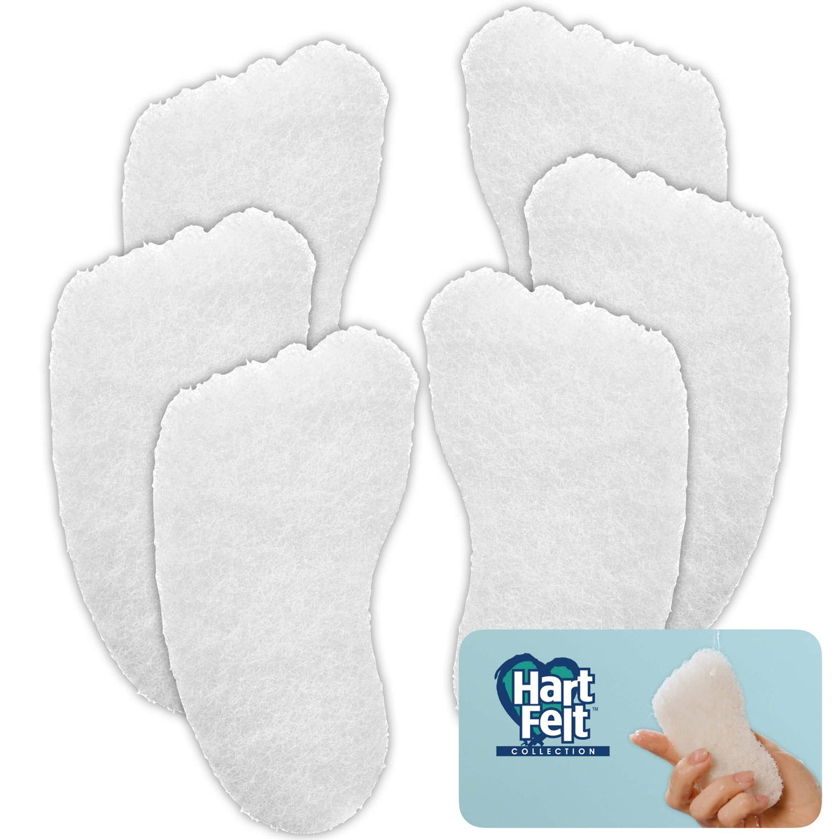HartFelt Foot Exfoliating Sponge | Chemical-Free Foot Scrubbers for Smooth & Soft Feet | Gentle Sponge Pad for Callus Removal, Dead Skin & Cleansing | Made in USA - 6 Count