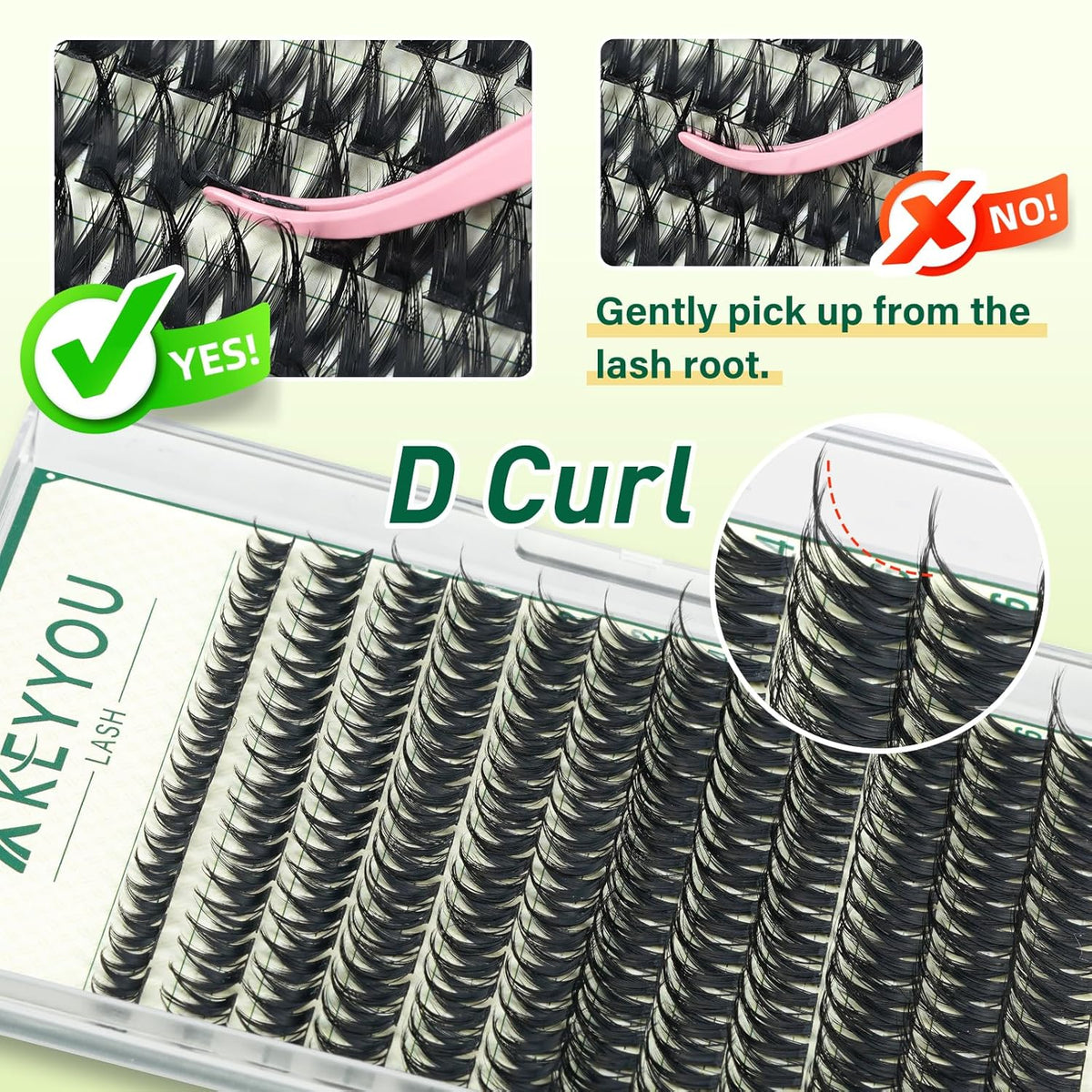 KEYYOULASH Lash Clusters Manga Lash Extension D Curl 120pcs 8-18mm Wispy Eyelash Clusters Natural Volume Eyelash Extensions Individual Lashes DIY at Home(KY01,D-8-18MIX)