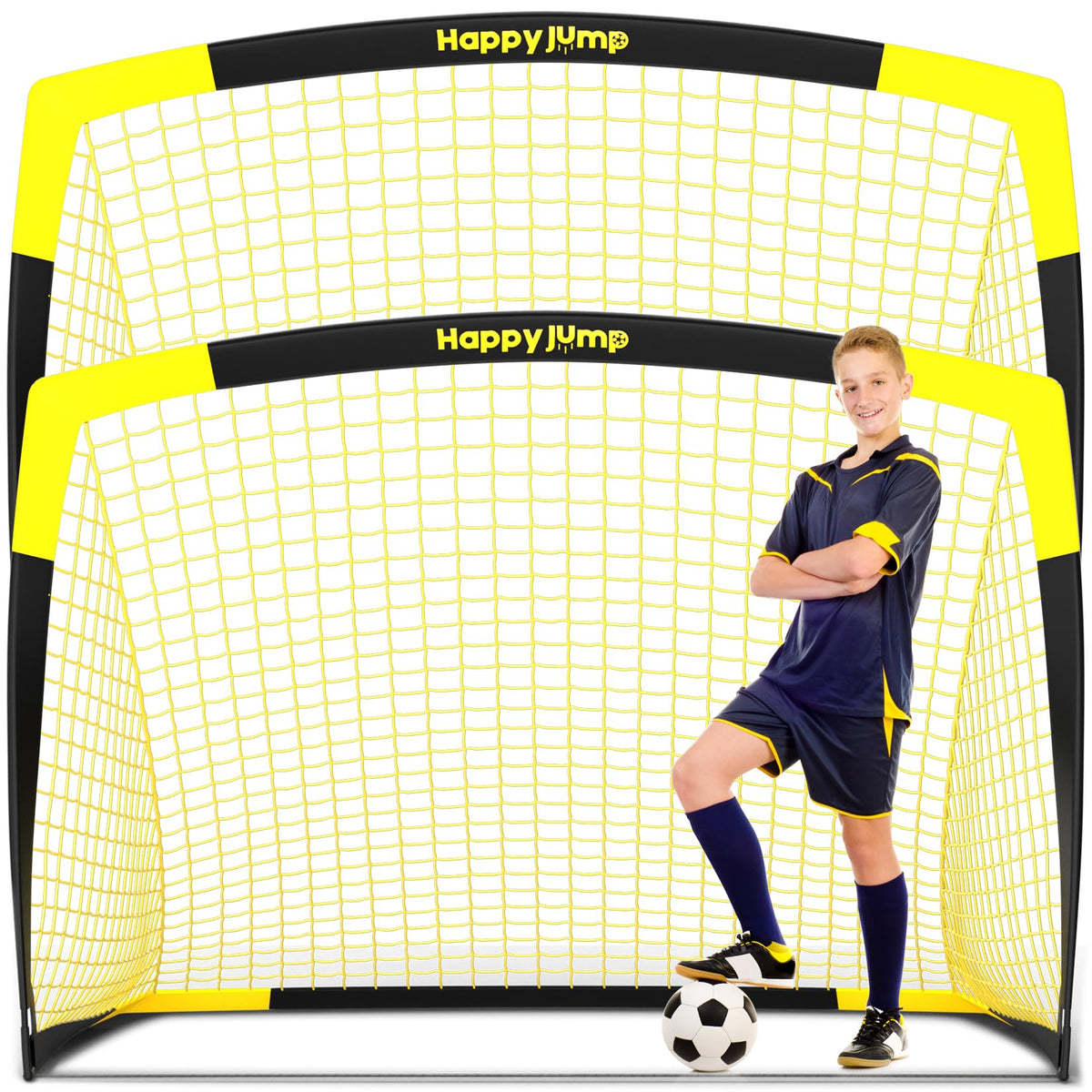 Happy Jump Soccer Goal Pop Up Foldable Soccer Net for Backyard 7'x5', 2 Set