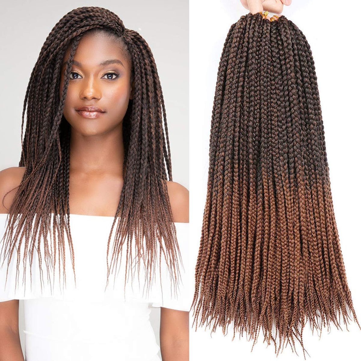 7 Packs Goddess Box Braids Crochet Hair 14 Inch Prelooped Crochet Box Braids Crochet Hair for Black Women Braiding Hair (14 Inch 7 Packs, #1B/30)