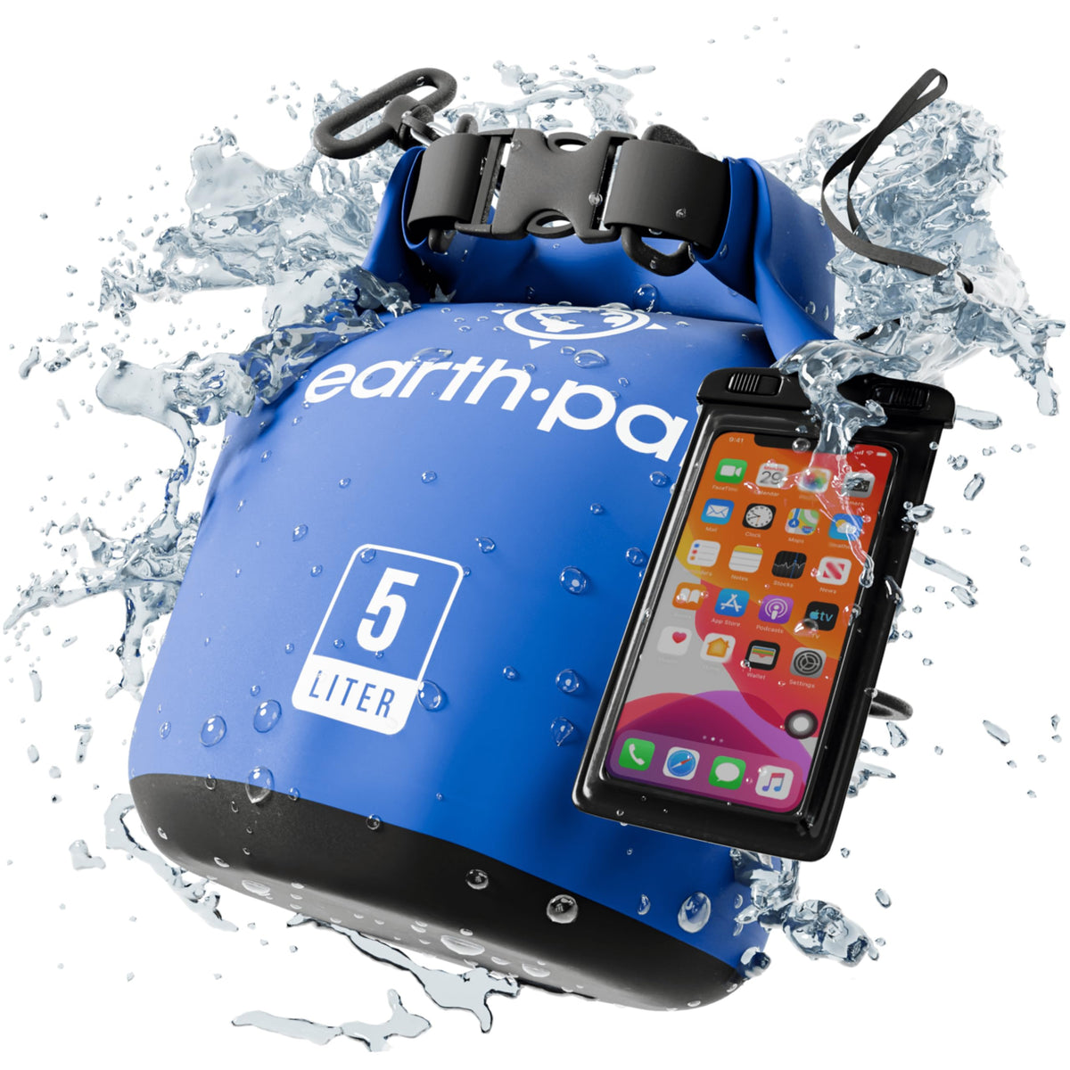 Earth Pak Waterproof Dry Bag - Roll Top Waterproof Backpack Sack Keeps Gear Dry for Kayak with Waterproof Phone Case