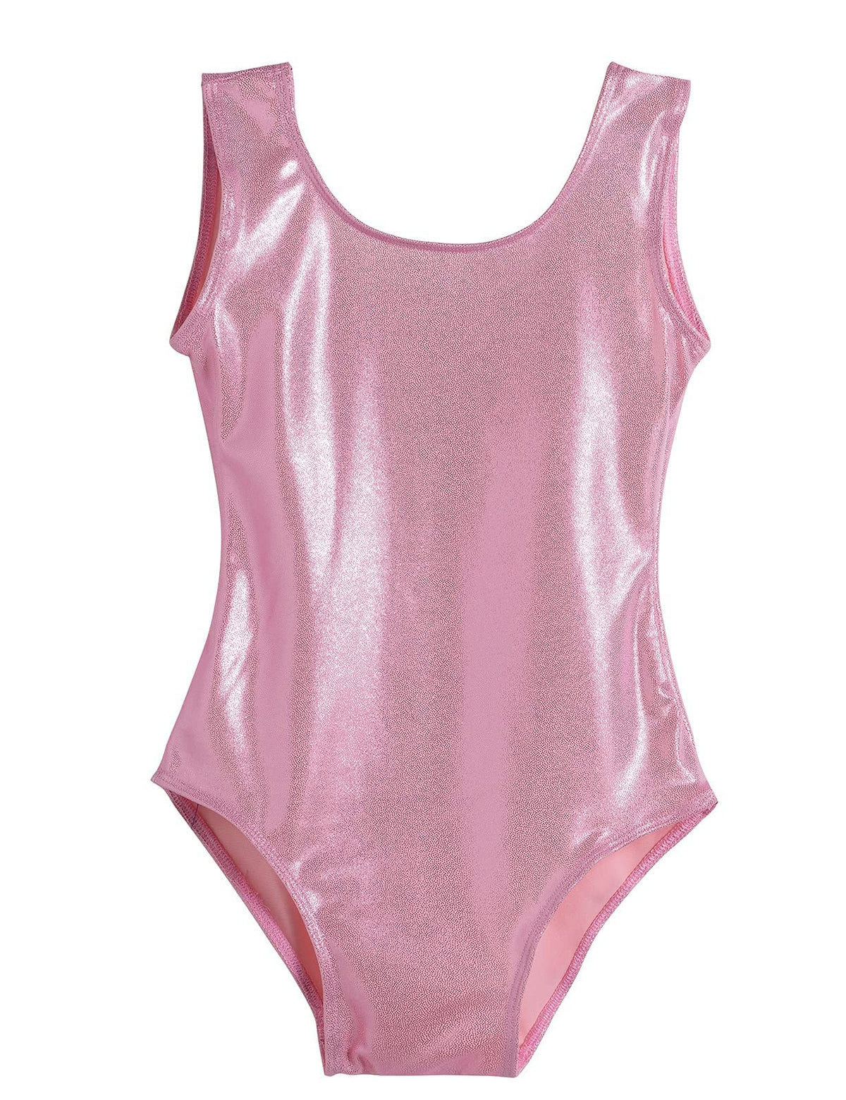 Domusgo Gymnastics Leotards for Girls 5-6 Years Old Pink Sparkly One Piece Tumbling Outfits